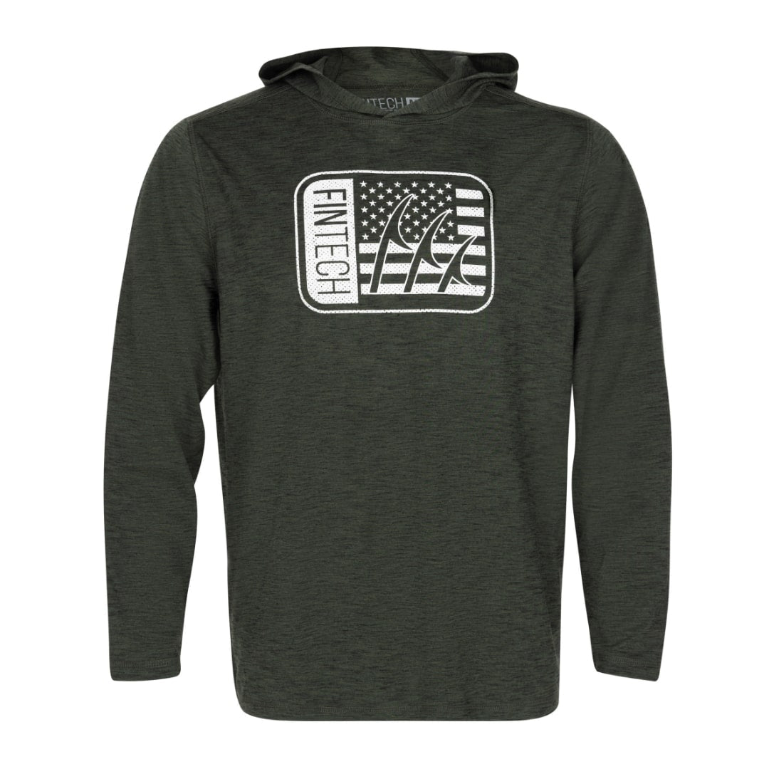 Fintech Men's LS Coastal Performance UV Hoodie "Box Logo Freedom"