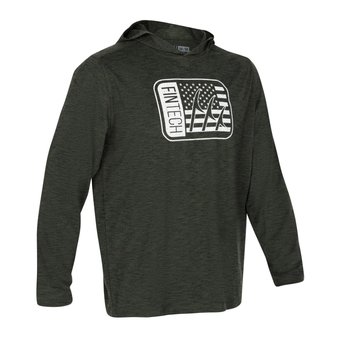 Fintech Men's LS Coastal Performance UV Hoodie "Box Logo Freedom"